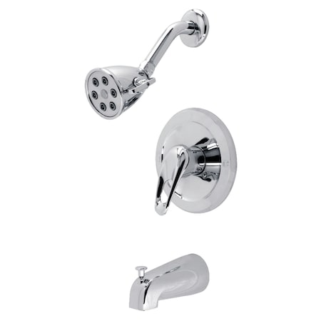 Kingston Brass Tub and Shower Faucet, Polished Chrome, Wall Mount KS511CK
